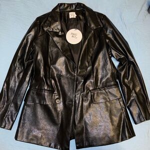 Princess Polly Black Faux Leather Blazer